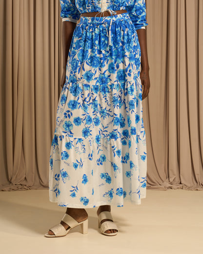 Gradient Floral Maxi Skirt