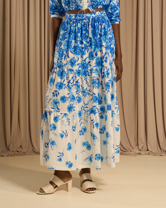 Gradient Floral Maxi Skirt