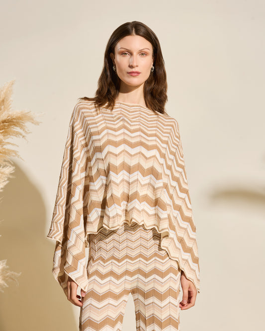 Chevron Knit Poncho Top