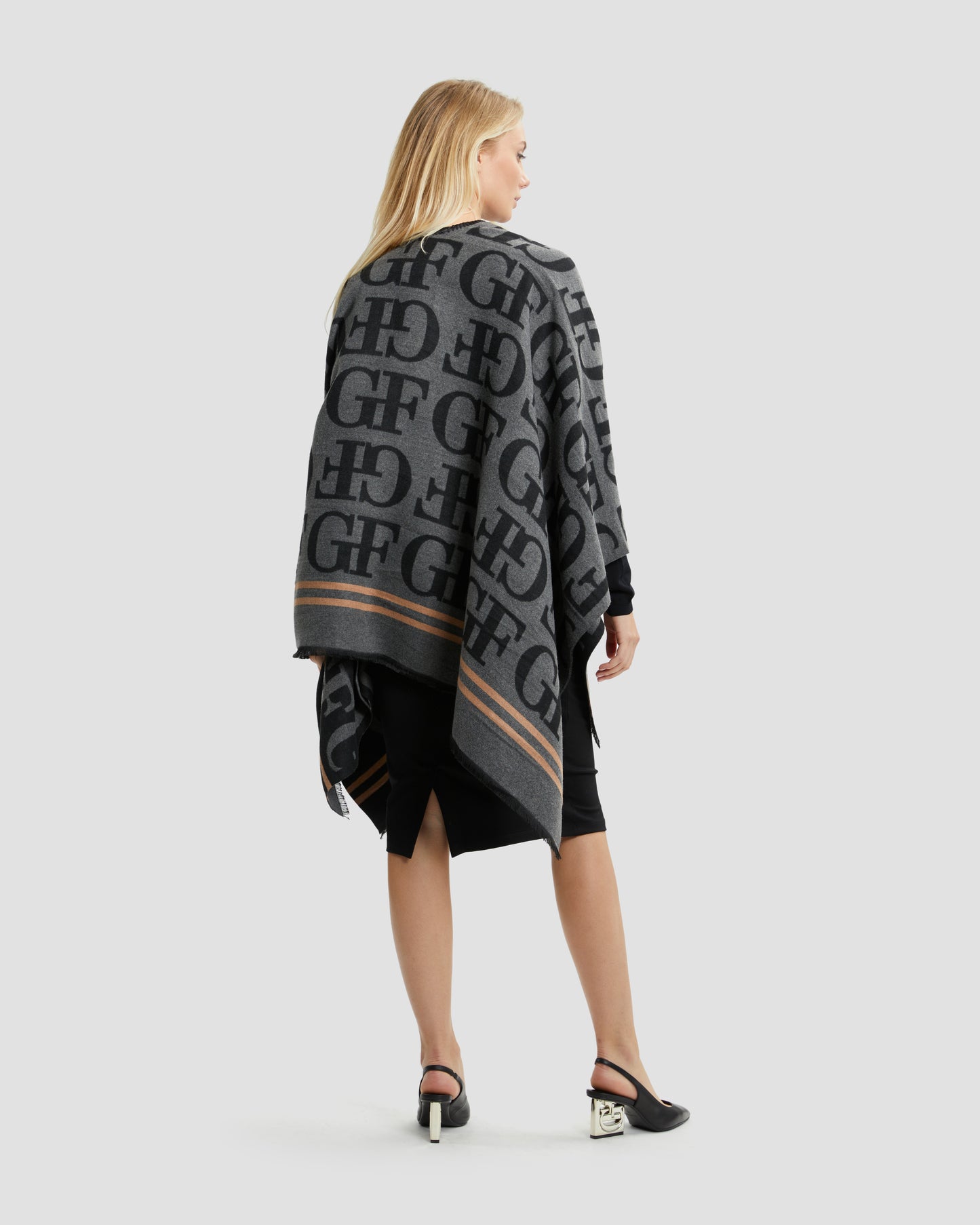 Monochrome Contrast Lined Poncho