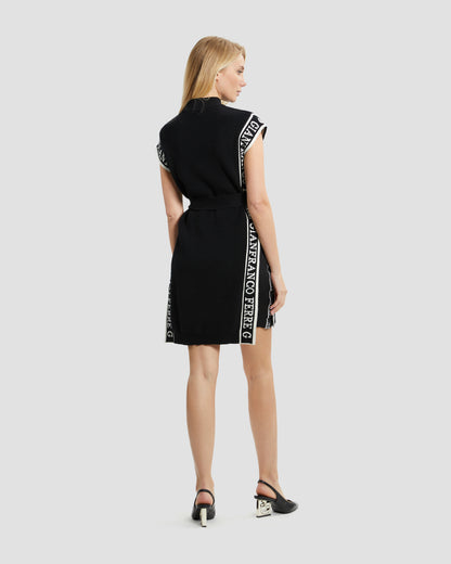 Knitted Logo Taper Poncho
