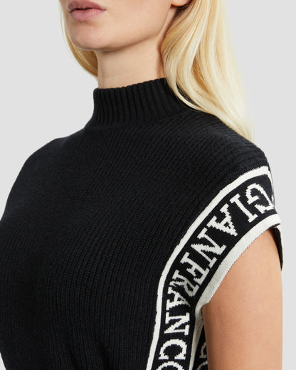 Knitted Logo Taper Poncho
