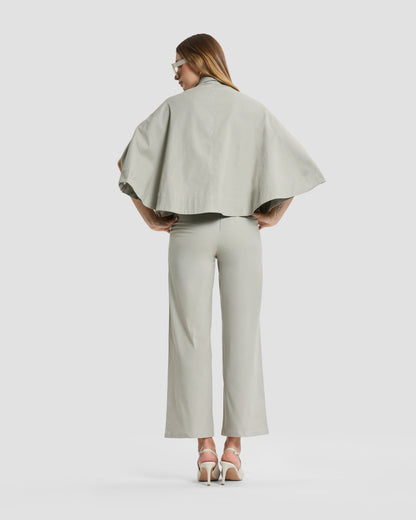 Sage Green Double-Breasted Cape Jacket