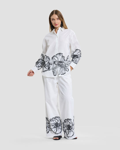 Floral Embroidered Linen Shirt
