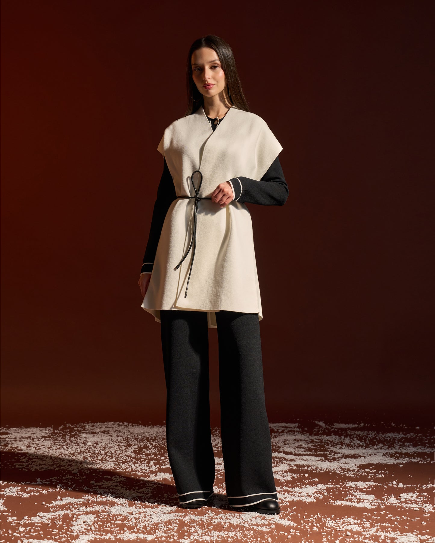 Ivory Belted Minimal Vest