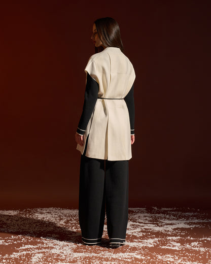 Ivory Belted Minimal Vest