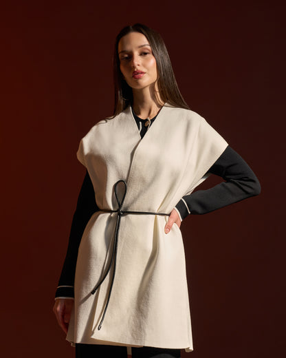 Ivory Belted Minimal Vest