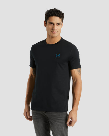 Blue Metal Leather Chest T-Shirt