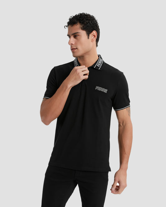 Monochrome Logo Embroidered Polo Shirt