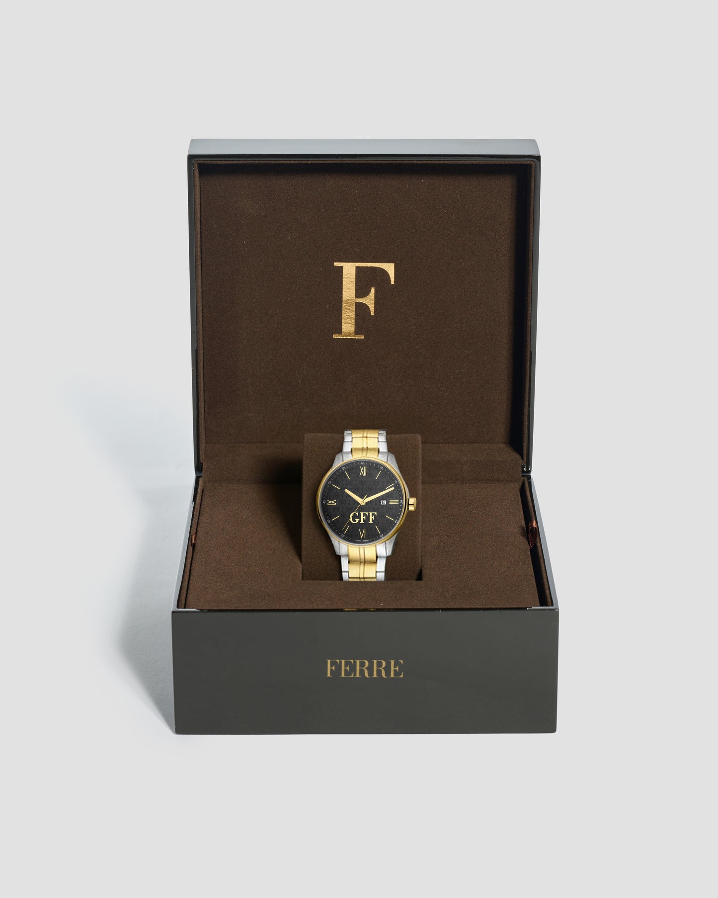 GFF Black Dial Two Tone Bracelet Watch