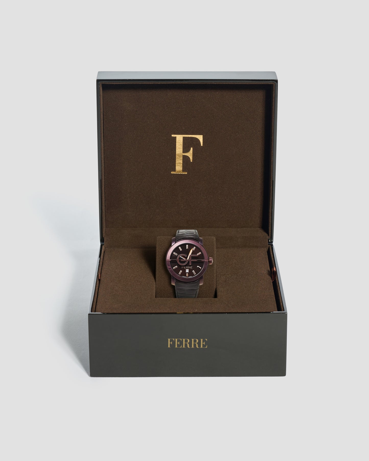 GF Ferre Purple Dial Leather Strap Watch