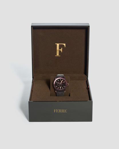 GF Ferre Purple Dial Leather Strap Watch