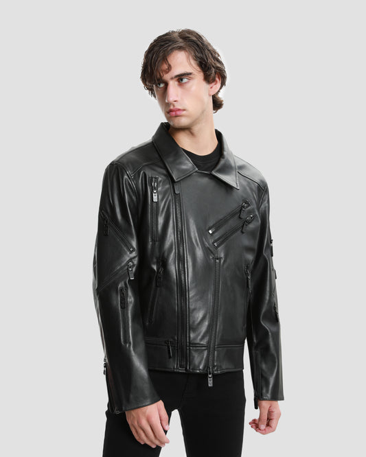 Multiple Zipped Biker Jacket