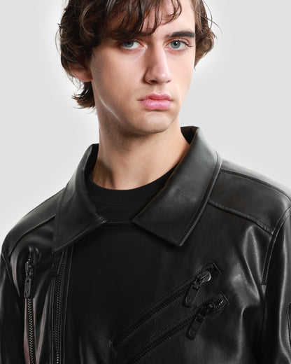Multiple Zipped Biker Jacket