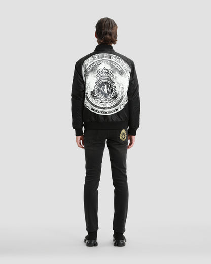 Monochrome Graphic Print Bomber Jacket
