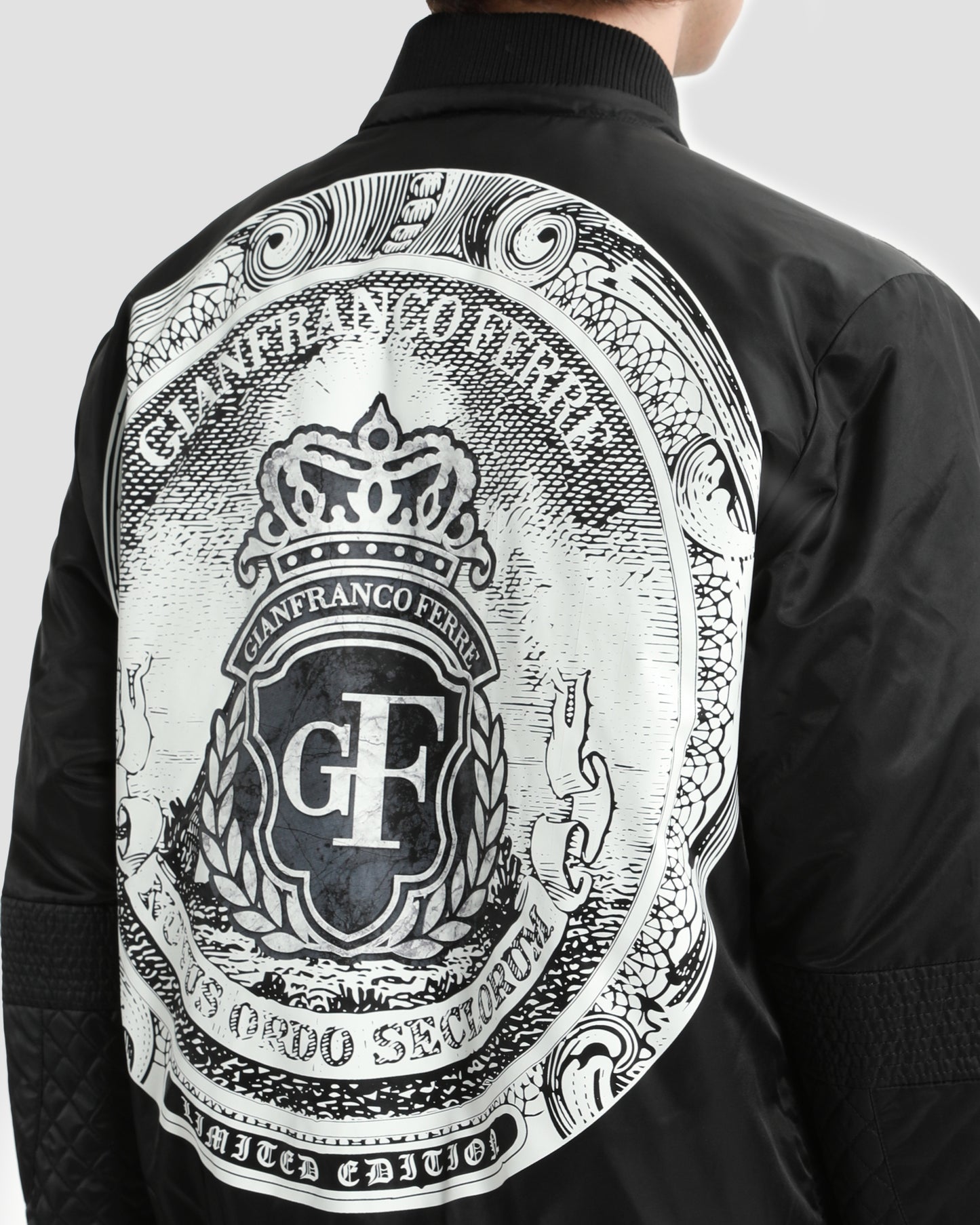 Monochrome Graphic Print Bomber Jacket