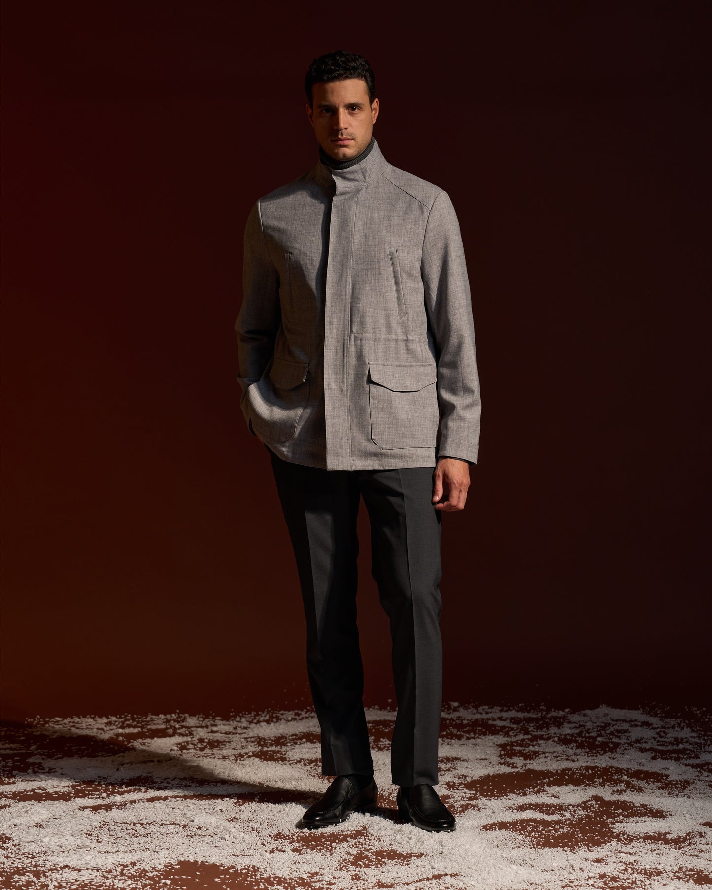 Tailored Stand-Collar Jacket