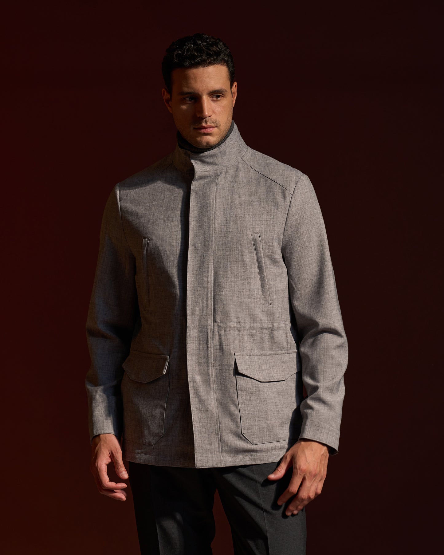 Tailored Stand-Collar Jacket
