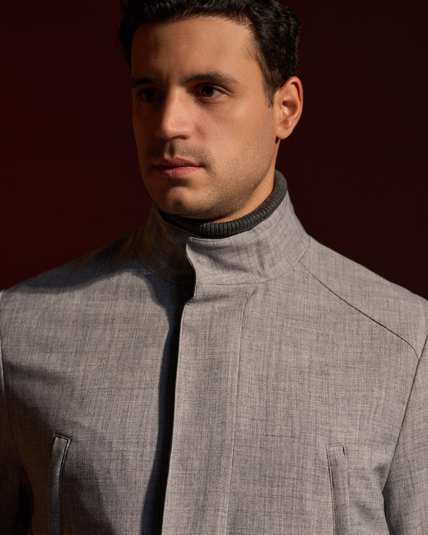 Tailored Stand-Collar Jacket