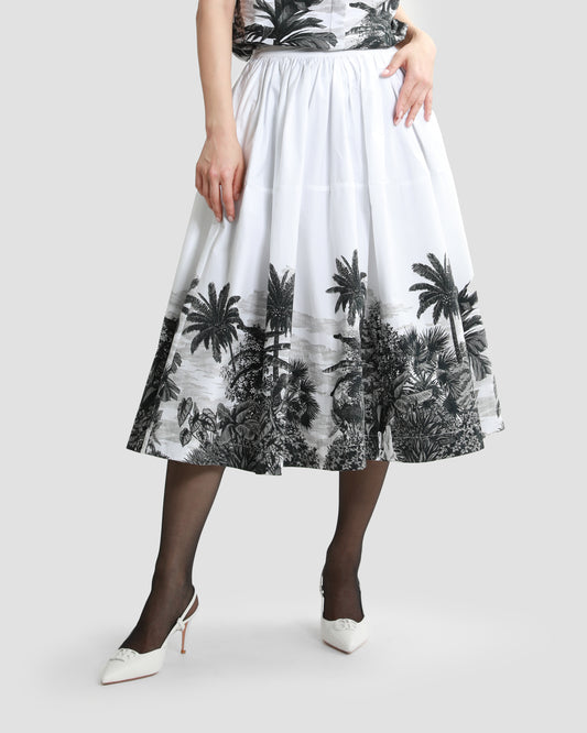 Botanical Placement Printed Skirt