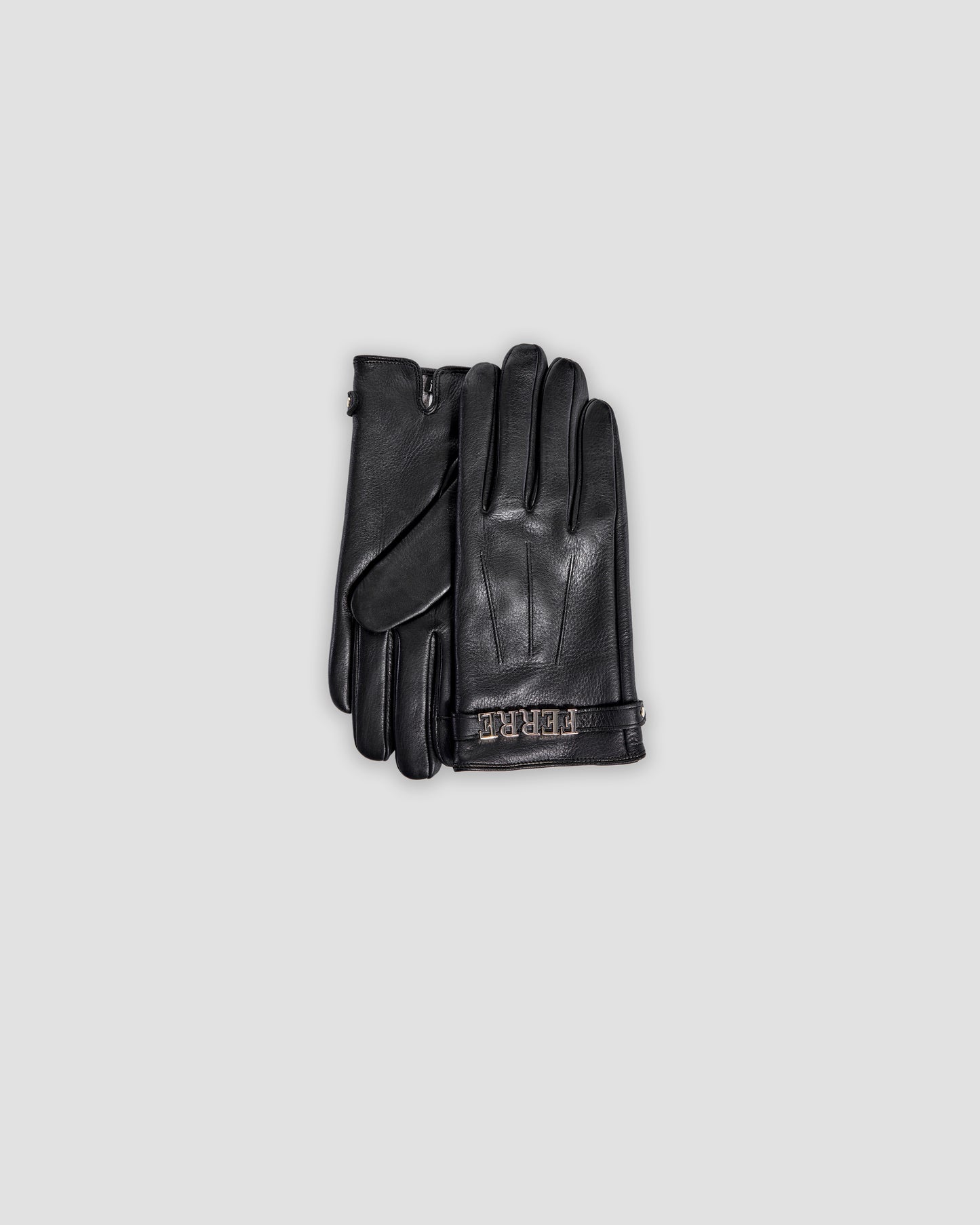 Metal Brand Embellished Gloves