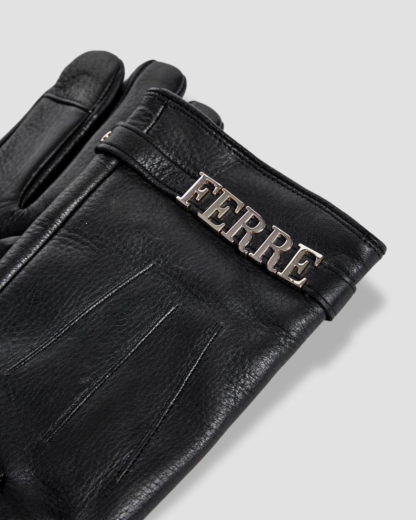 Metal Brand Embellished Gloves