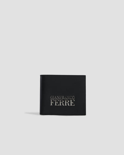 Metal Brand Embossed Bifold Wallet - Four Slots