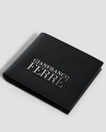 Metal Brand Embossed Bifold Wallet - Four Slots
