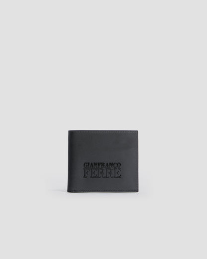 Metal Brand Embossed Bifold Wallet - Four Slots