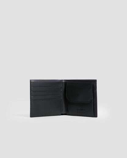 Metal Brand Embossed Bifold Wallet - Four Slots