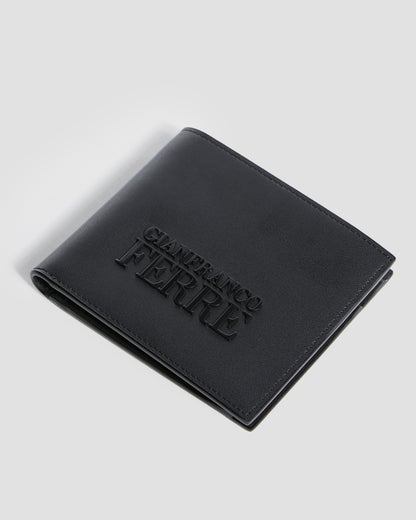 Metal Brand Embossed Bifold Wallet - Four Slots