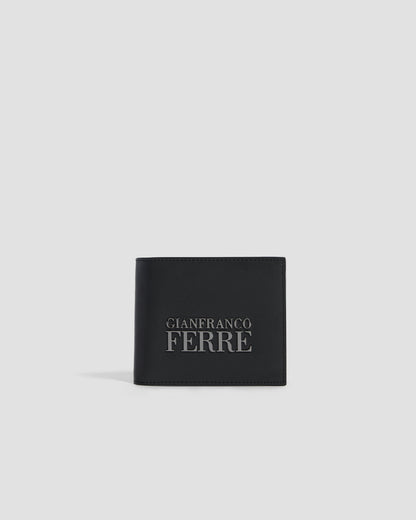 Brand Embellished Bifold Wallet - Six Slots