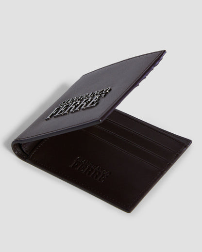 Brand Embellished Bifold Wallet - Six Slots