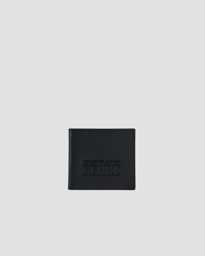 Solid Tone Brand Embellished Bifold Wallet - Eight Slots