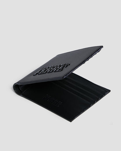 Solid Tone Brand Embellished Bifold Wallet - Eight Slots