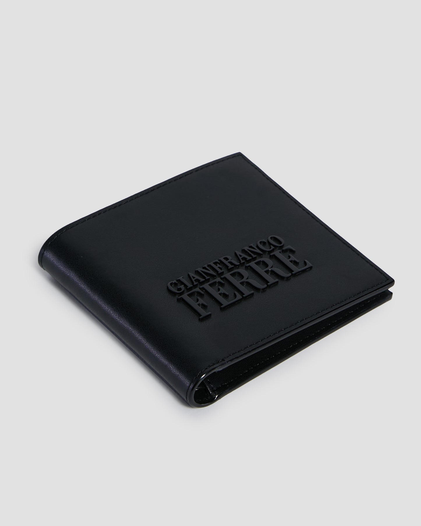 Solid Tone Brand Embellished Bifold Wallet - Eight Slots