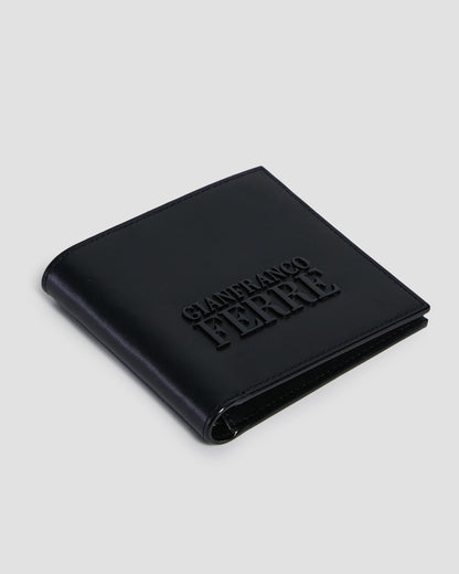 Solid Tone Brand Embellished Bifold Wallet - Eight Slots