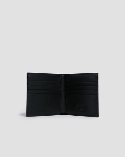 Solid Tone Brand Embellished Bifold Wallet - Eight Slots