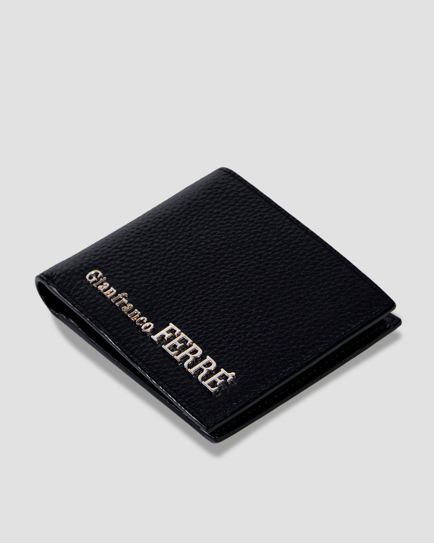 Metal Brand Embellished Bifold Wallet - Three Slots