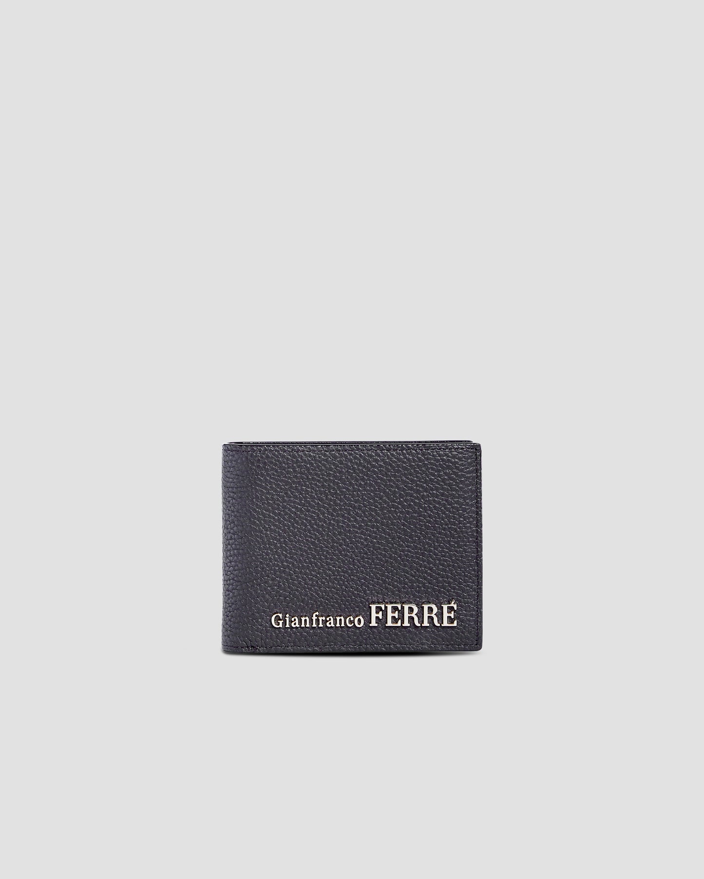 Metal Brand Embellished Bifold Wallet - Three Slots
