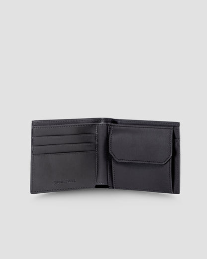 Metal Brand Embellished Bifold Wallet - Three Slots