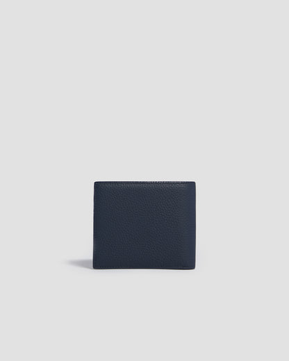 Silver-Tone Brand Embellished Bifold Wallet - Six Slots