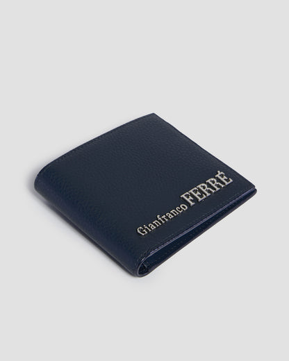 Silver-Tone Brand Embellished Bifold Wallet - Six Slots
