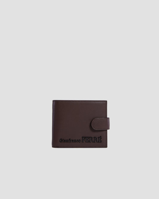 Flapped Brand Embellished Bifold Wallet - Six Slots