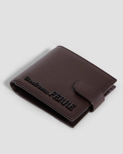 Flapped Brand Embellished Bifold Wallet - Six Slots