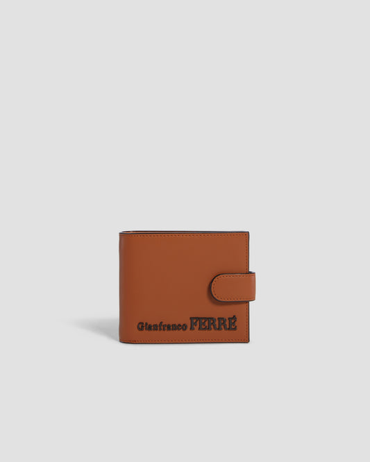 Flapped Brand Embellished Bifold Wallet - Six Slots