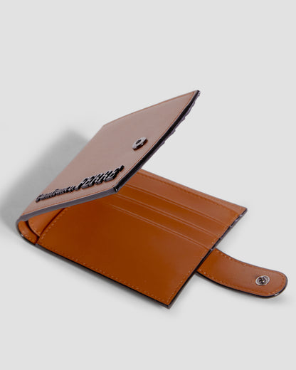 Flapped Brand Embellished Bifold Wallet - Six Slots
