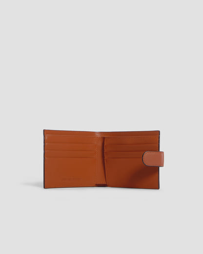 Flapped Brand Embellished Bifold Wallet - Six Slots
