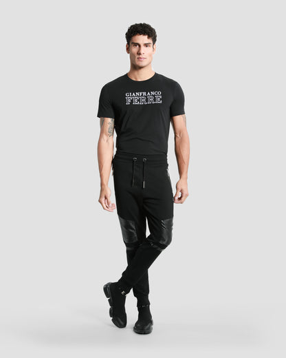Leather Paneled Track Pants