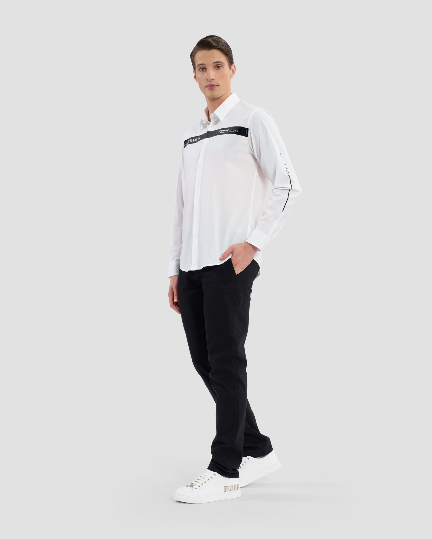 Patent Finish Brand Print Shirt